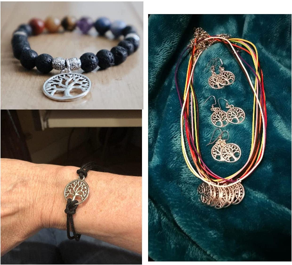 Pack of 50 Tree of Life Charms Jewelry Making Silver Charms Mixed Smooth Tibetan Silver Metal Charms Pendants DIY for Necklace Bracelet Jewelry Making and Crafting