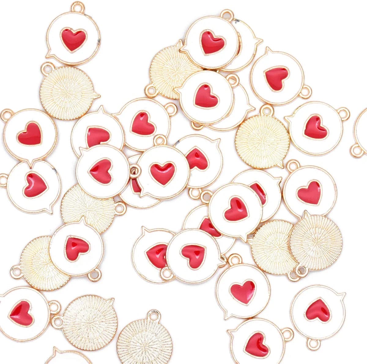 Pack of 80 Coconut Tree Enamel Charms Gold Plated Colored Pendants Hawaii Style Accessories for Necklace Bracelet Jewelry Making DIY Crafting VID310 Red Heart Message