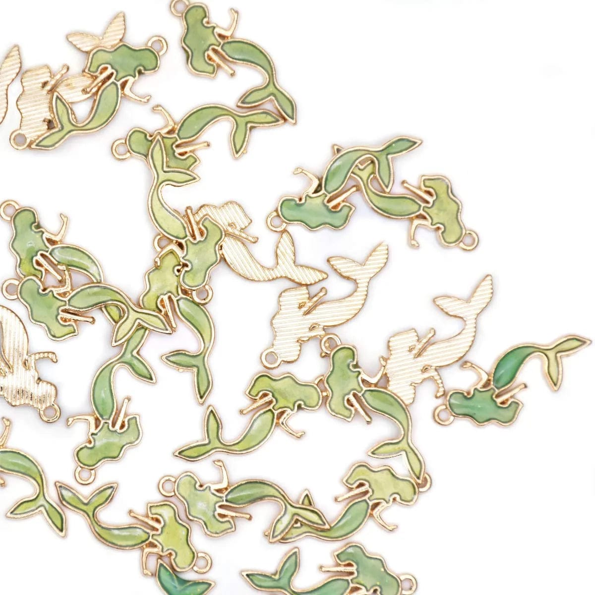 Pack of 80 Coconut Tree Enamel Charms Gold Plated Colored Pendants Hawaii Style Accessories for Necklace Bracelet Jewelry Making DIY Crafting VID307 Mermaid Green