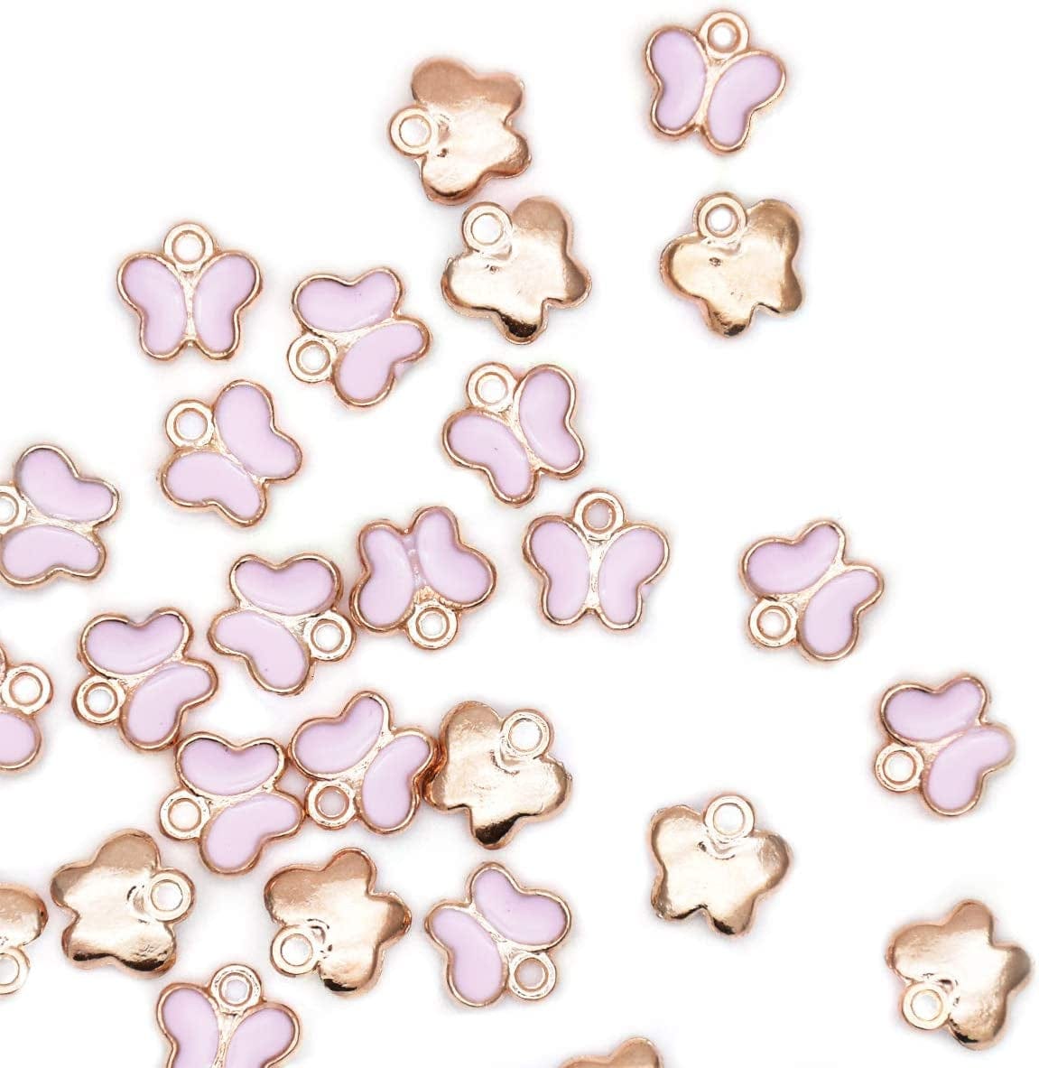 Pack of 80 Coconut Tree Enamel Charms Gold Plated Colored Pendants Hawaii Style Accessories for Necklace Bracelet Jewelry Making DIY Crafting VID325 Butterfly Pink