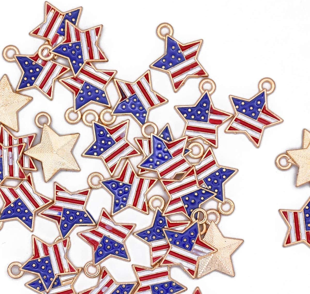 Pack of 80 Coconut Tree Enamel Charms Gold Plated Colored Pendants Hawaii Style Accessories for Necklace Bracelet Jewelry Making DIY Crafting VID322 US Flag Star