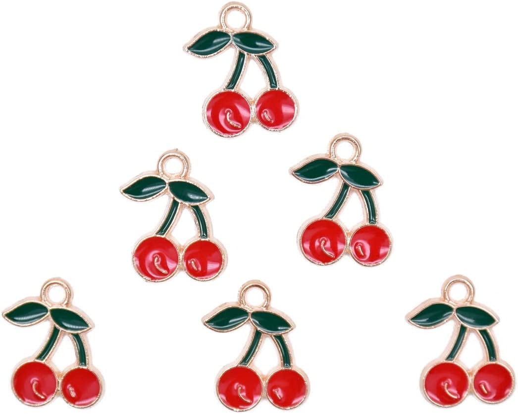 Pack of 80 Coconut Tree Enamel Charms Gold Plated Colored Pendants Hawaii Style Accessories for Necklace Bracelet Jewelry Making DIY Crafting VID337 Cherry