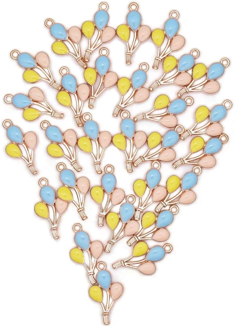 Pack of 80 Coconut Tree Enamel Charms Gold Plated Colored Pendants Hawaii Style Accessories for Necklace Bracelet Jewelry Making DIY Crafting VID331 Balloons Mod.1