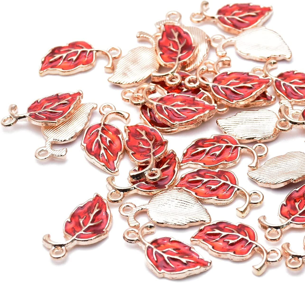 Pack of 80 Coconut Tree Enamel Charms Gold Plated Colored Pendants Hawaii Style Accessories for Necklace Bracelet Jewelry Making DIY Crafting VID344 Autumn Leaves