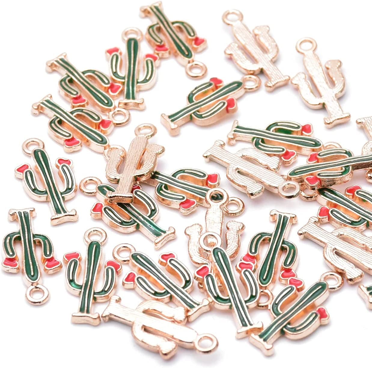 Pack of 80 Coconut Tree Enamel Charms Gold Plated Colored Pendants Hawaii Style Accessories for Necklace Bracelet Jewelry Making DIY Crafting VID343 Cactus