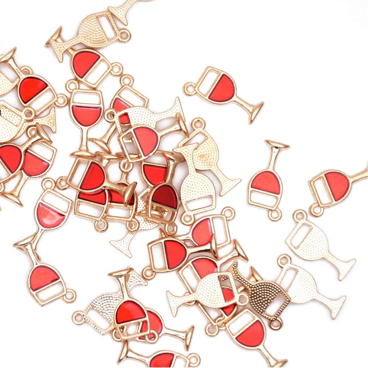 Pack of 80 Coconut Tree Enamel Charms Gold Plated Colored Pendants Hawaii Style Accessories for Necklace Bracelet Jewelry Making DIY Crafting VID309 Red Wine Glass Cup