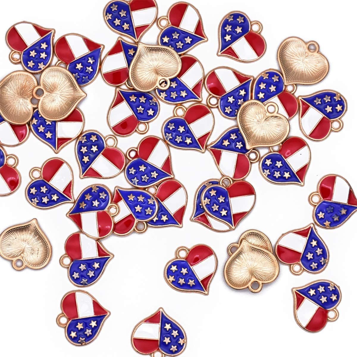 Pack of 80 Coconut Tree Enamel Charms Gold Plated Colored Pendants Hawaii Style Accessories for Necklace Bracelet Jewelry Making DIY Crafting VID321 US Flag Heart