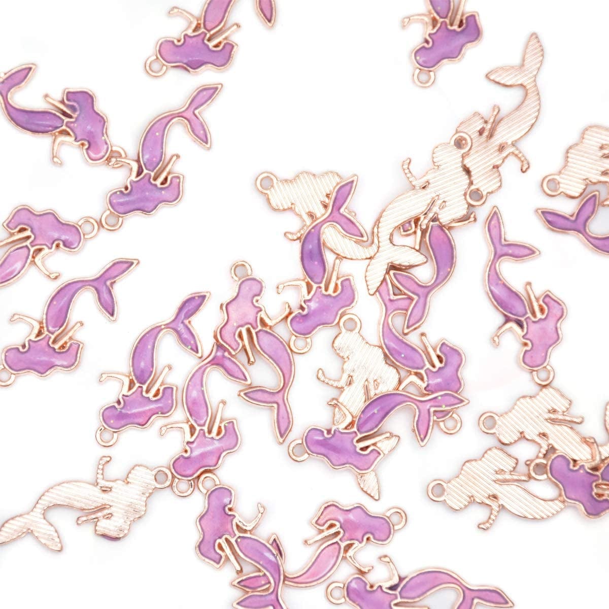 Pack of 80 Coconut Tree Enamel Charms Gold Plated Colored Pendants Hawaii Style Accessories for Necklace Bracelet Jewelry Making DIY Crafting VID306 Mermaid Violet