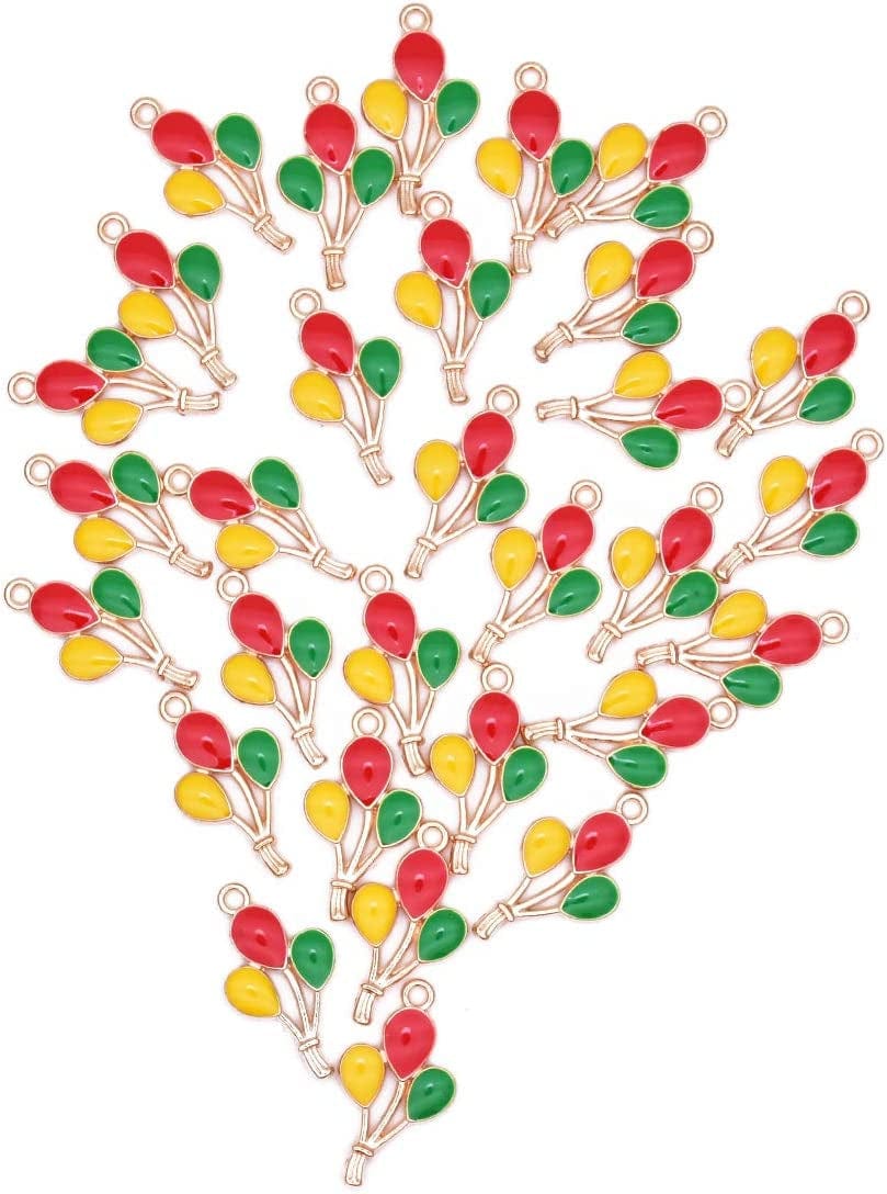 Pack of 80 Coconut Tree Enamel Charms Gold Plated Colored Pendants Hawaii Style Accessories for Necklace Bracelet Jewelry Making DIY Crafting VID332 Balloons Mod.2