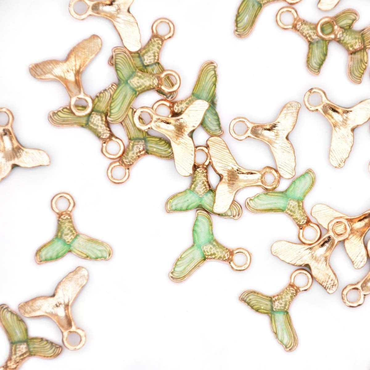 Pack of 80 Coconut Tree Enamel Charms Gold Plated Colored Pendants Hawaii Style Accessories for Necklace Bracelet Jewelry Making DIY Crafting VID301 Mermaid Tail