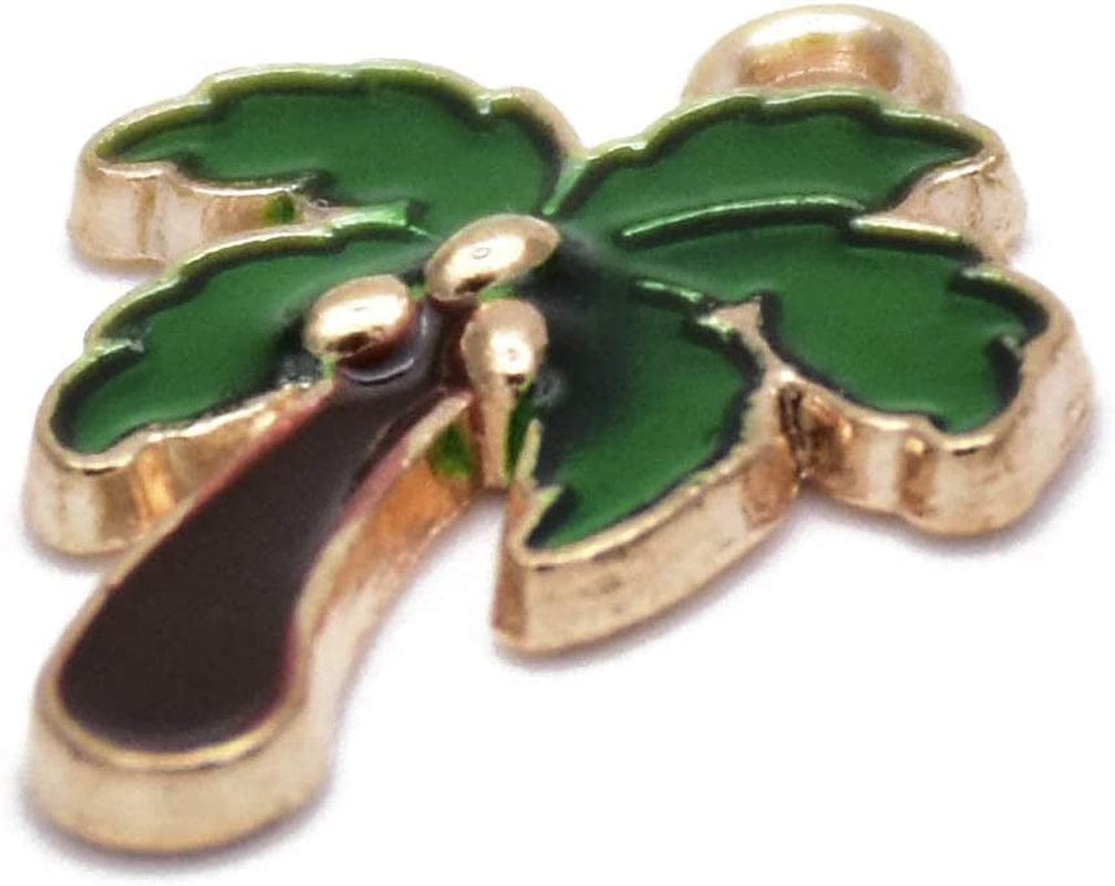 Pack of 80 Coconut Tree Enamel Charms Gold Plated Colored Pendants Hawaii Style Accessories for Necklace Bracelet Jewelry Making DIY Crafting