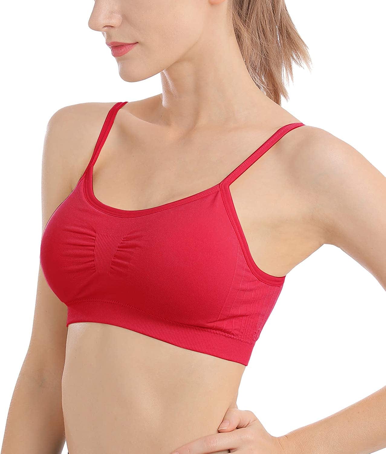 Padded Bralettes for Women Seamless Strappy Sports Bra Comfortable Mini Yoga Camisole Bras