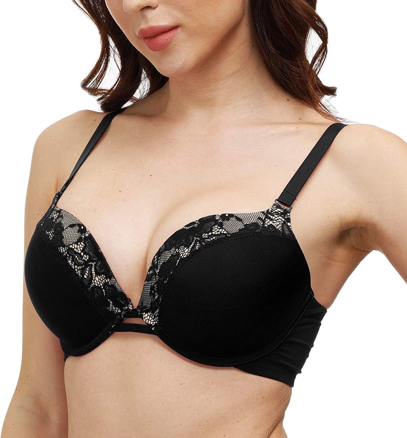 Padded Push up Bra Lift Underwire Support Plunge T Shirt Brassiere for Women Add One Cup