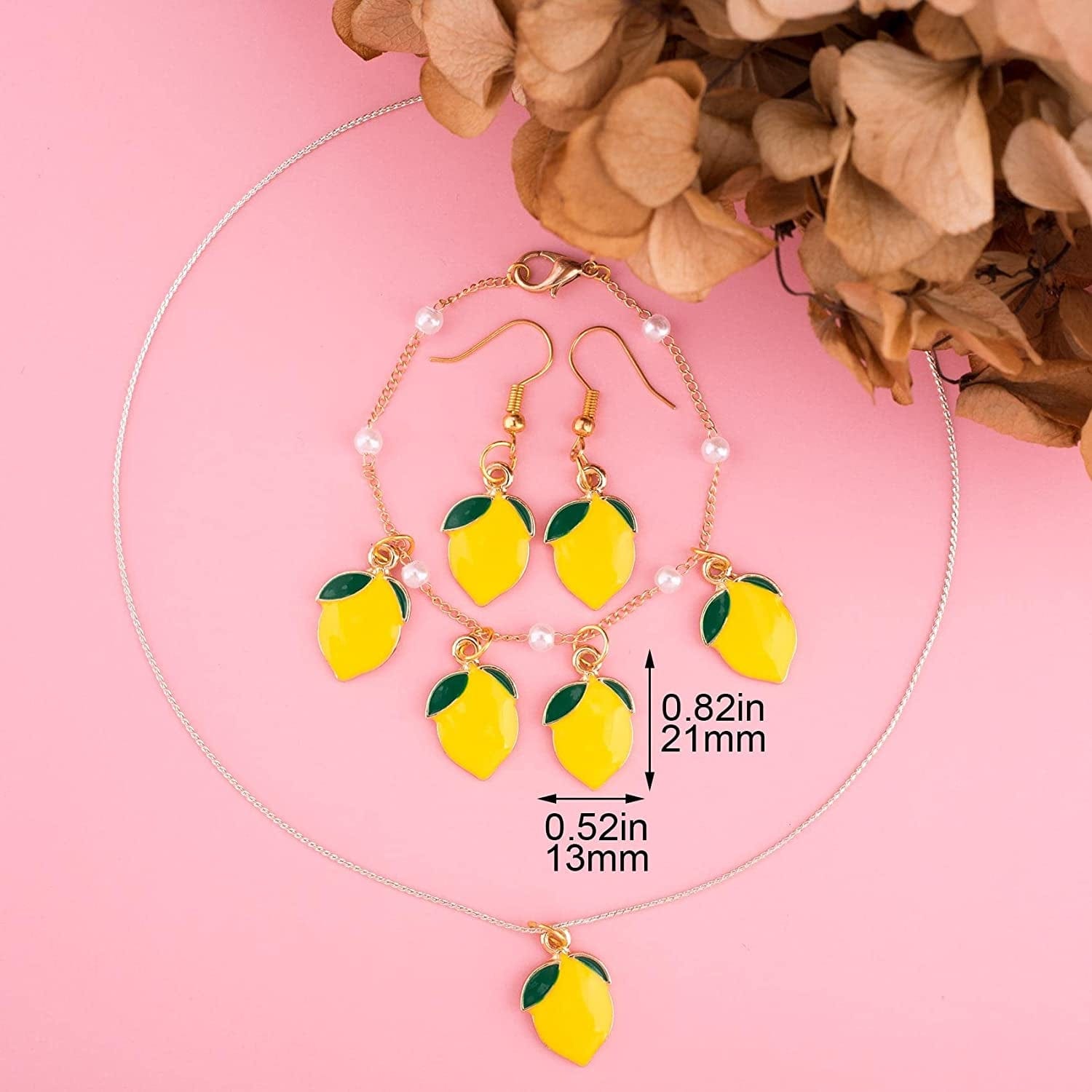 PAGOW 35Pcs Yellow Lemon Enamel Charm, Fruit Charm Gold Plated Pendants for Jewelry Making Findings DIY Necklace Bracelet Craft Art Accessories