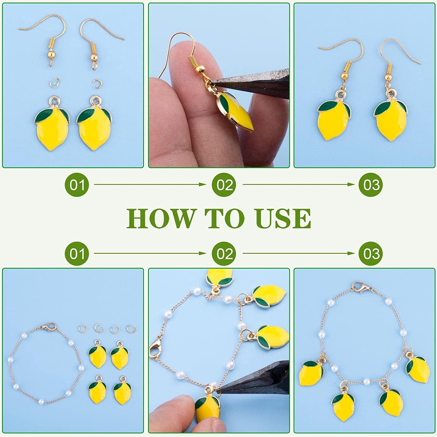 PAGOW 35Pcs Yellow Lemon Enamel Charm, Fruit Charm Gold Plated Pendants for Jewelry Making Findings DIY Necklace Bracelet Craft Art Accessories