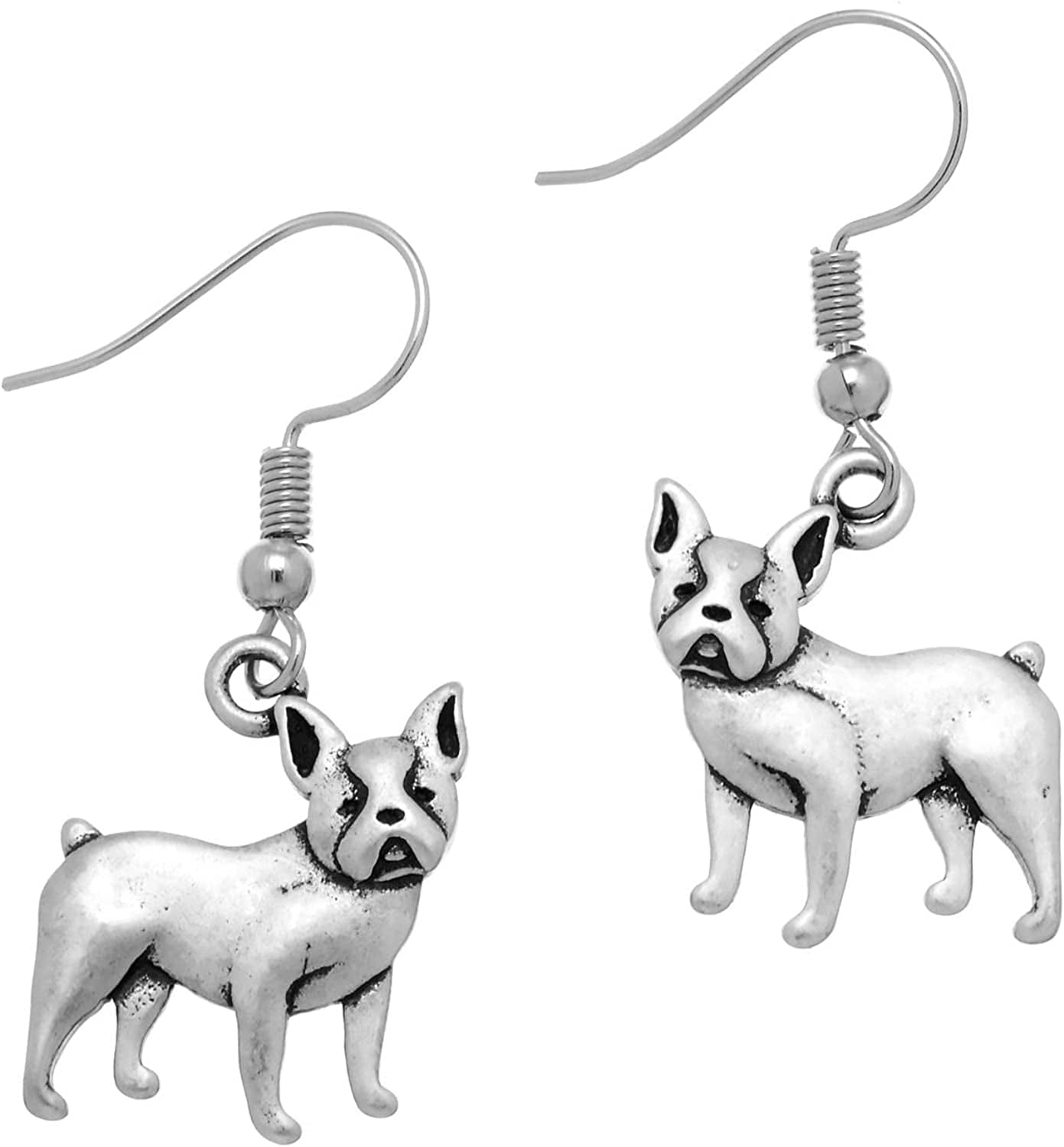 Pammyj Dog Jewelry - Girls and Womens Drop Earrings Boston Terrier