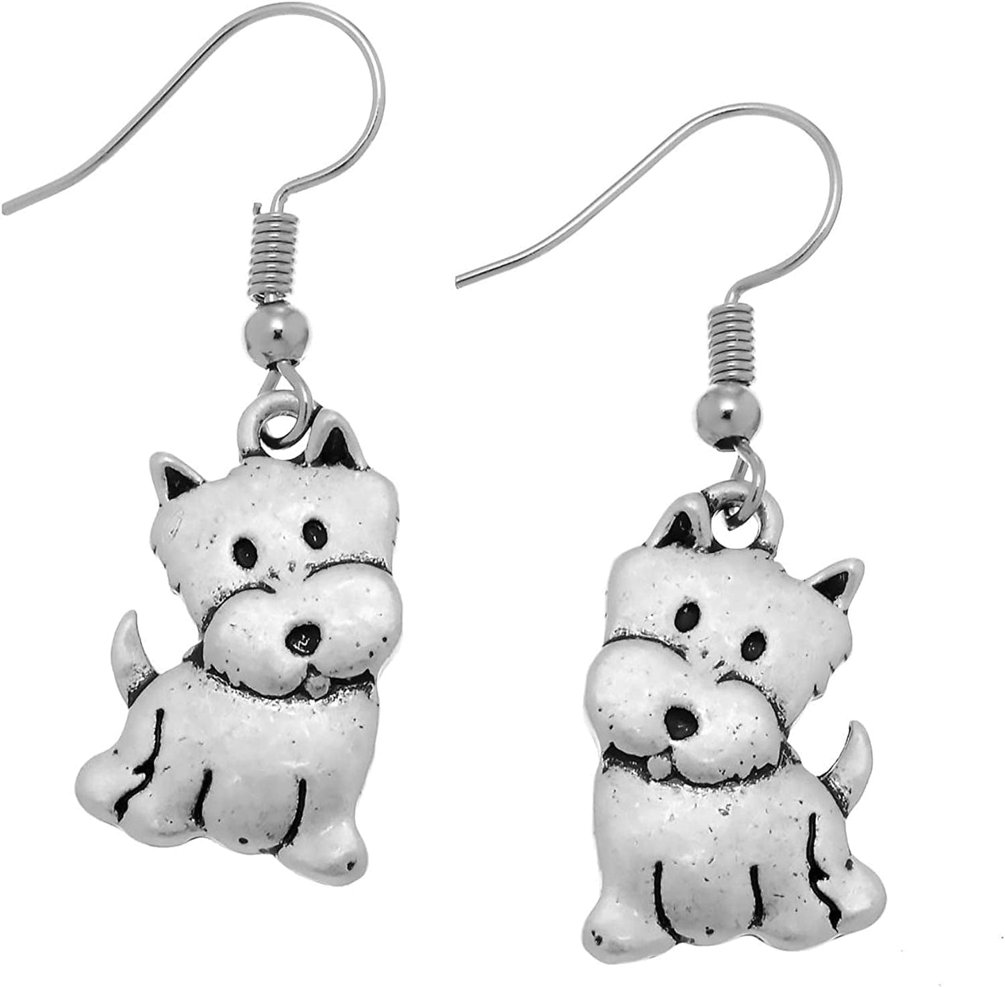 Pammyj Dog Jewelry - Girls and Womens Drop Earrings Westie