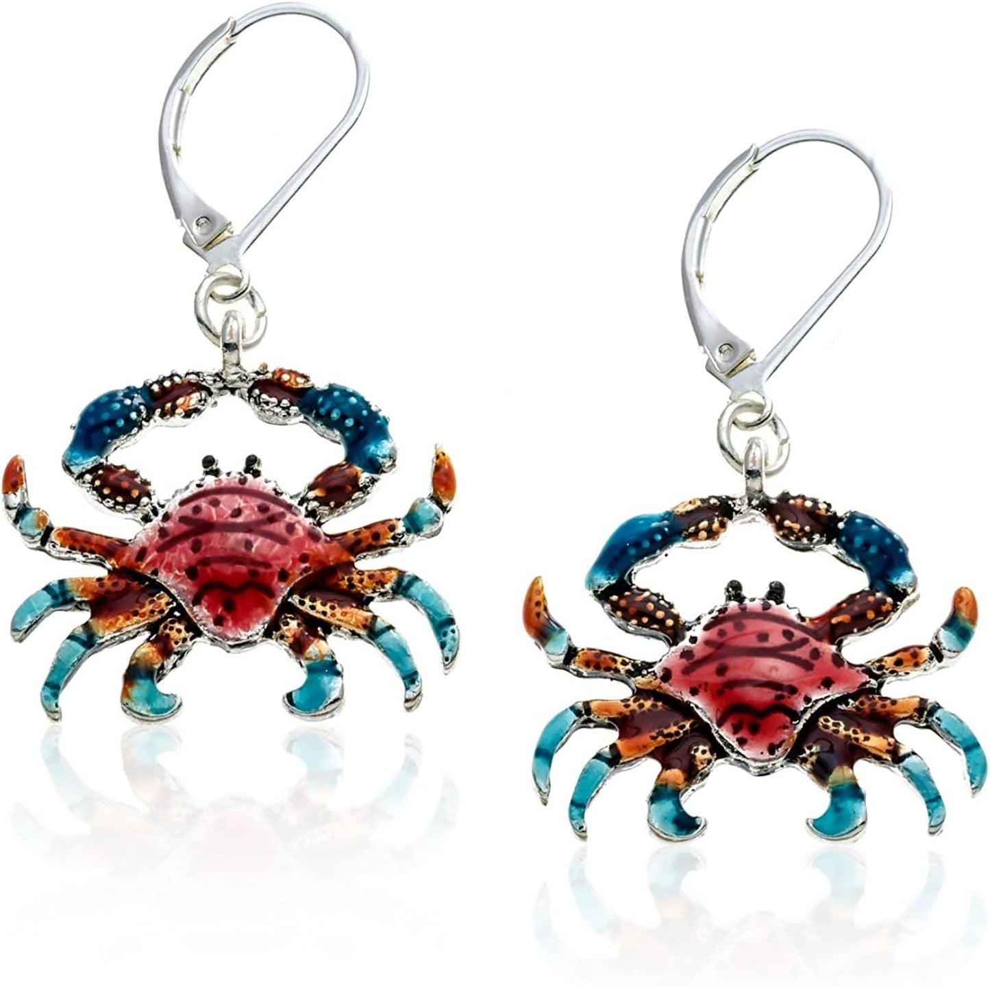 Pammyj Red and Blue Crab Dangle Earrings