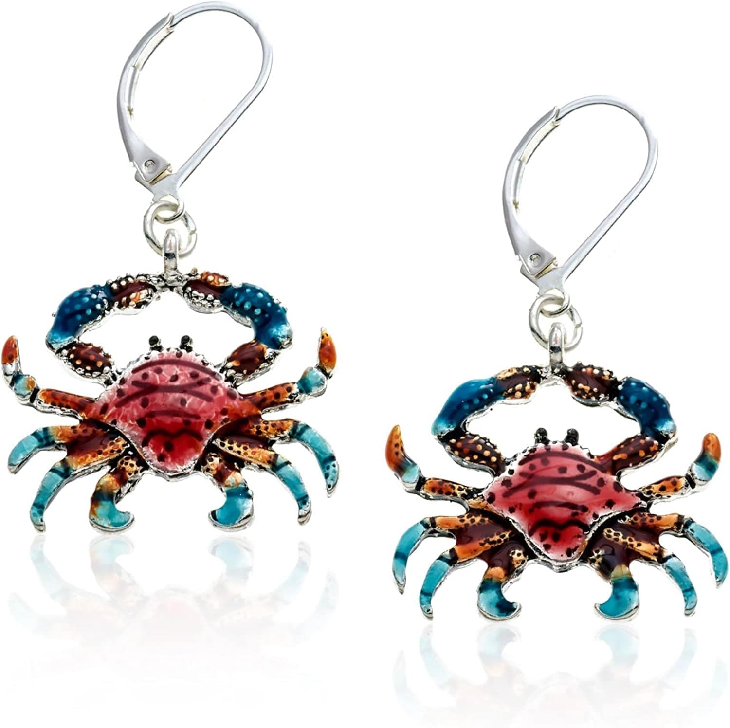 Pammyj Red and Blue Crab Dangle Earrings