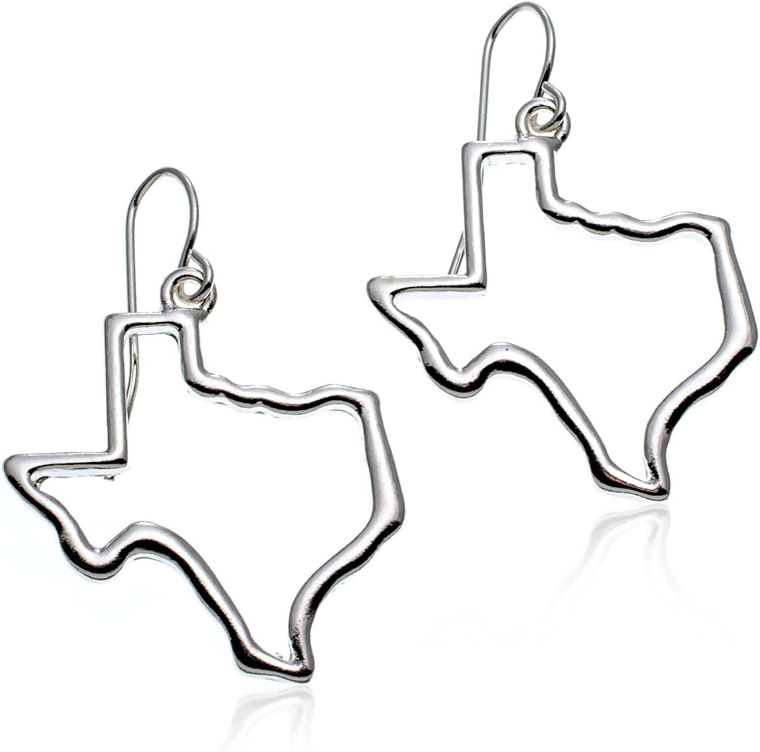 Pammyj State of Texas Dangle Earrings SilverTone