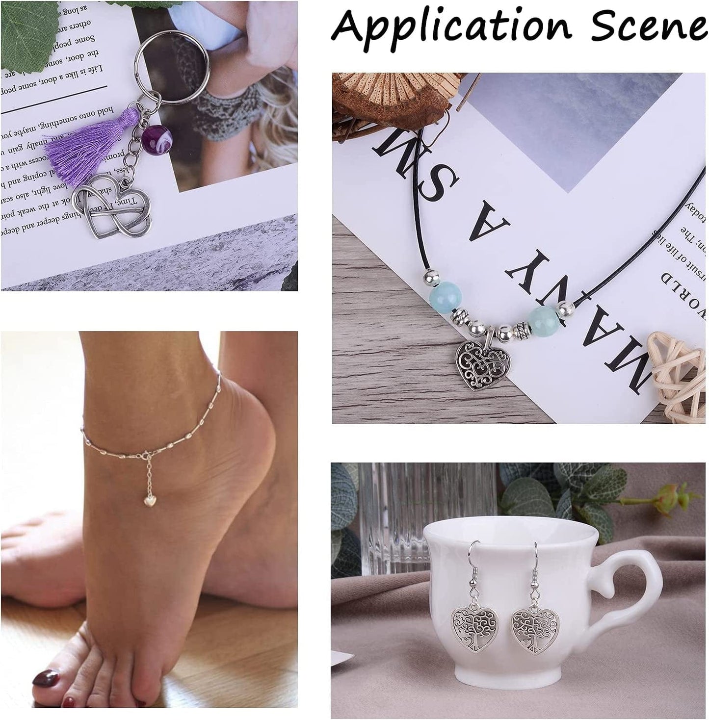 Pandahall 100Pcs Tibetan Style Heart Alloy Pendants 9.5-18 X 9.5-17Mm 10 Style Antique Silver Sweet Heart Charms for DIY Earring Bracelet Jewelry Making