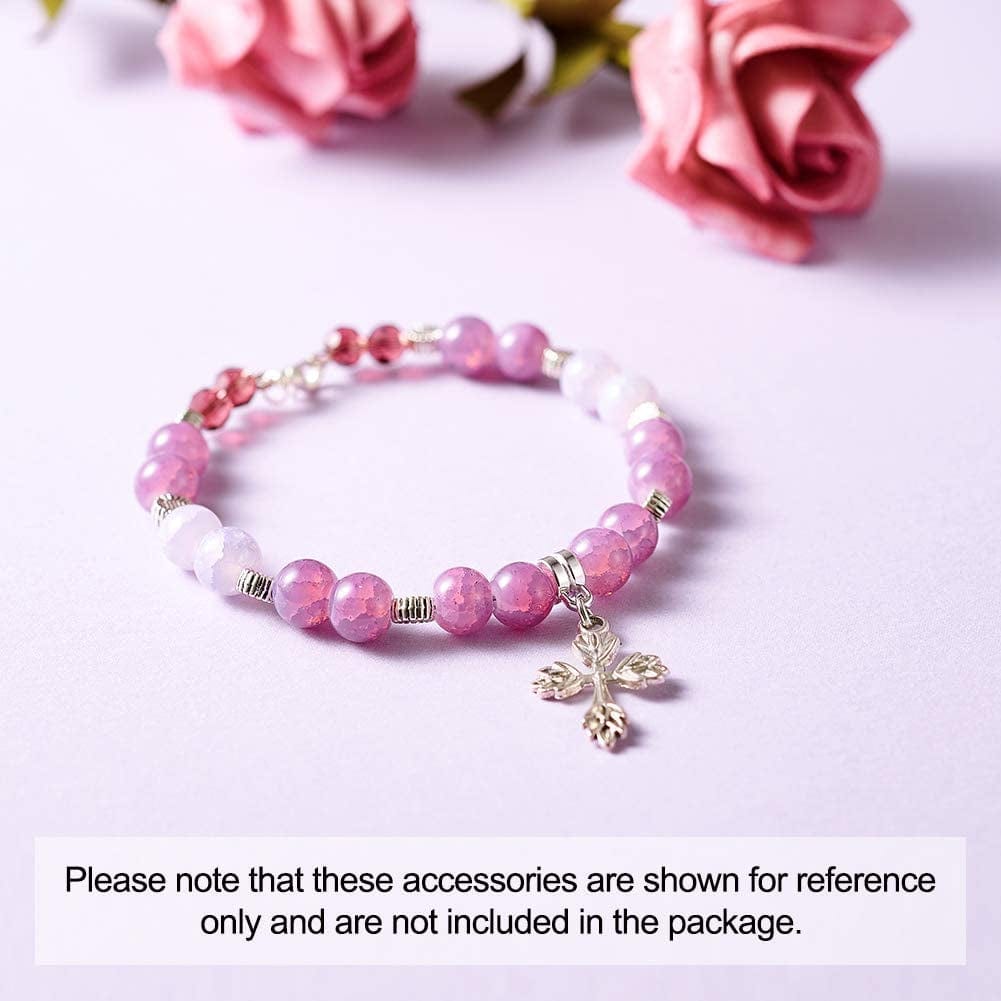 Pandahall 200Pcs Silver Column Bail Beads Slide Charm Carrier Hanger Links Bohemian Style 9X6X4Mm for European Charm Bracelet Pendant