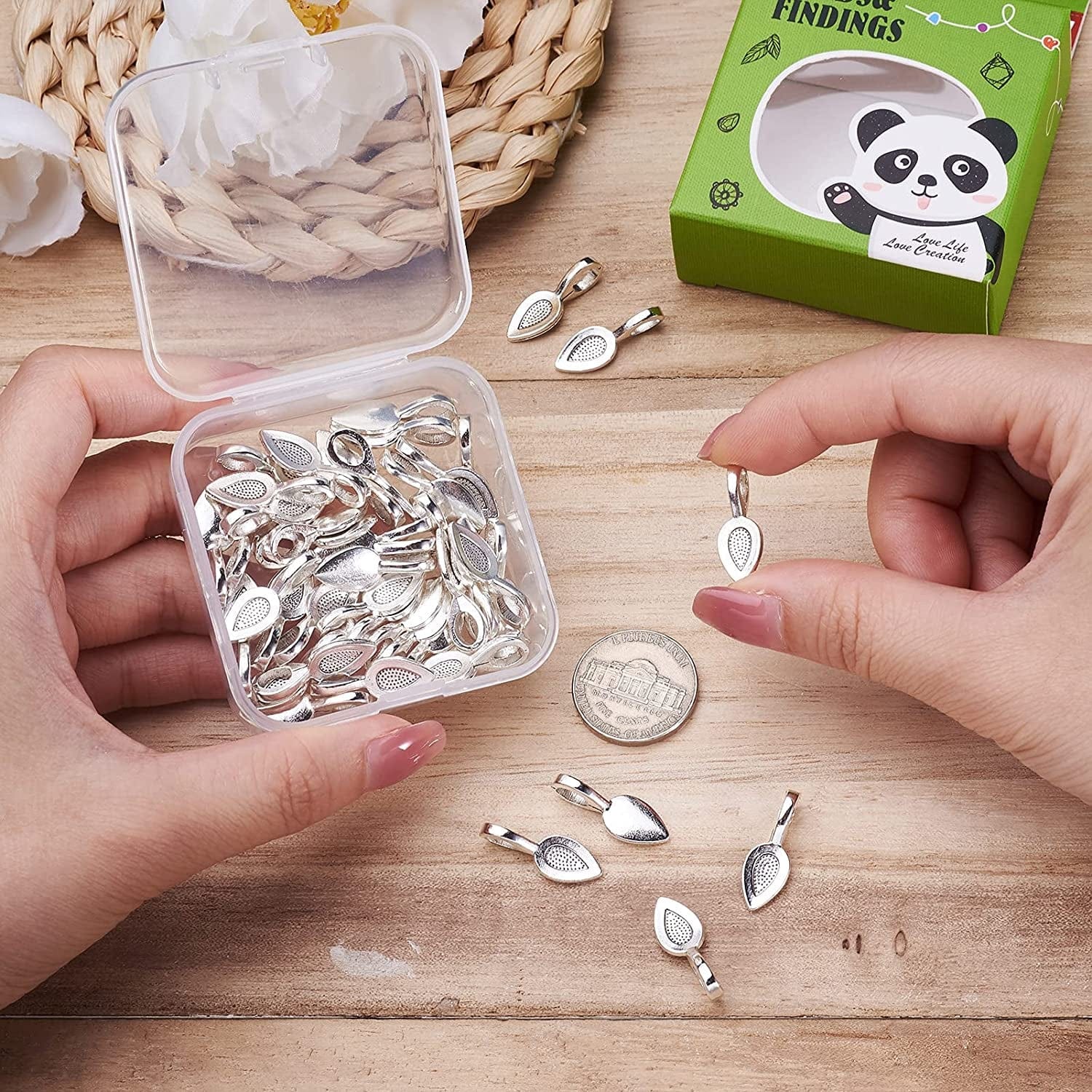 Pandahall Alloy Antique Glue-On Flat Pad Bails Pad Pendant Bails Cabochon Setting Jewelry Findings