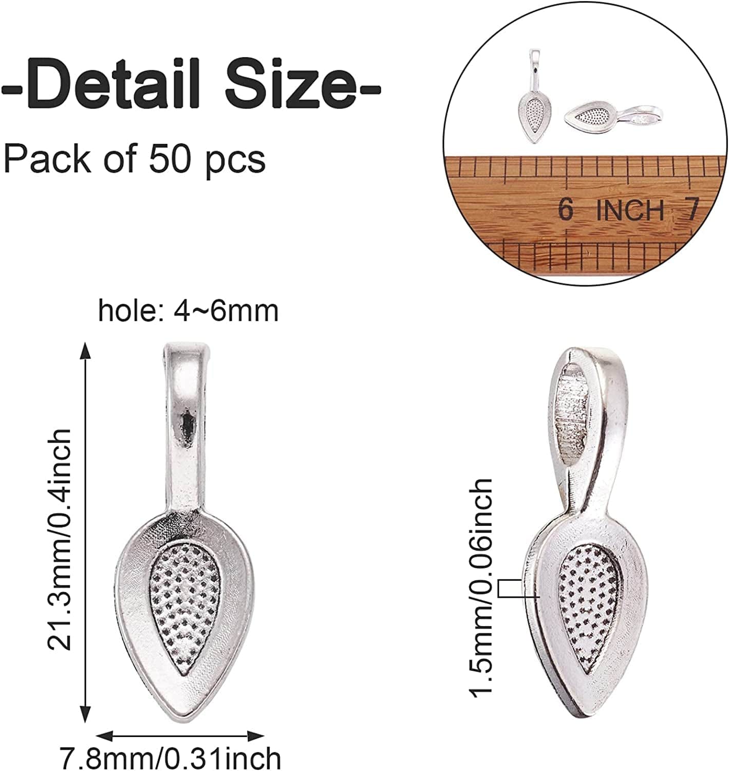 Pandahall Alloy Antique Glue-On Flat Pad Bails Pad Pendant Bails Cabochon Setting Jewelry Findings