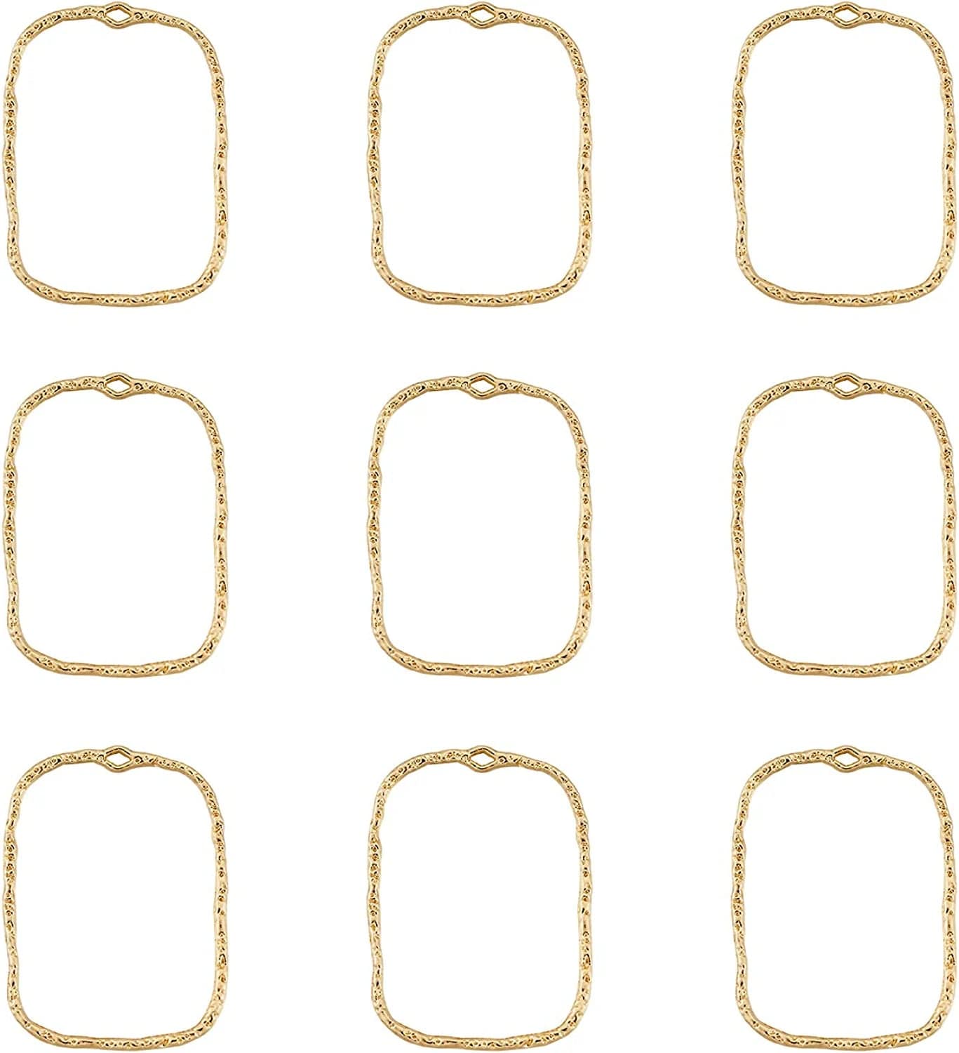 Pandahall Open Back Bezel Charms Epoxy Resin Pressed Flower Blank Hollow Pendant KC Gold-Rectangle / Rectangle-33x23.5mm