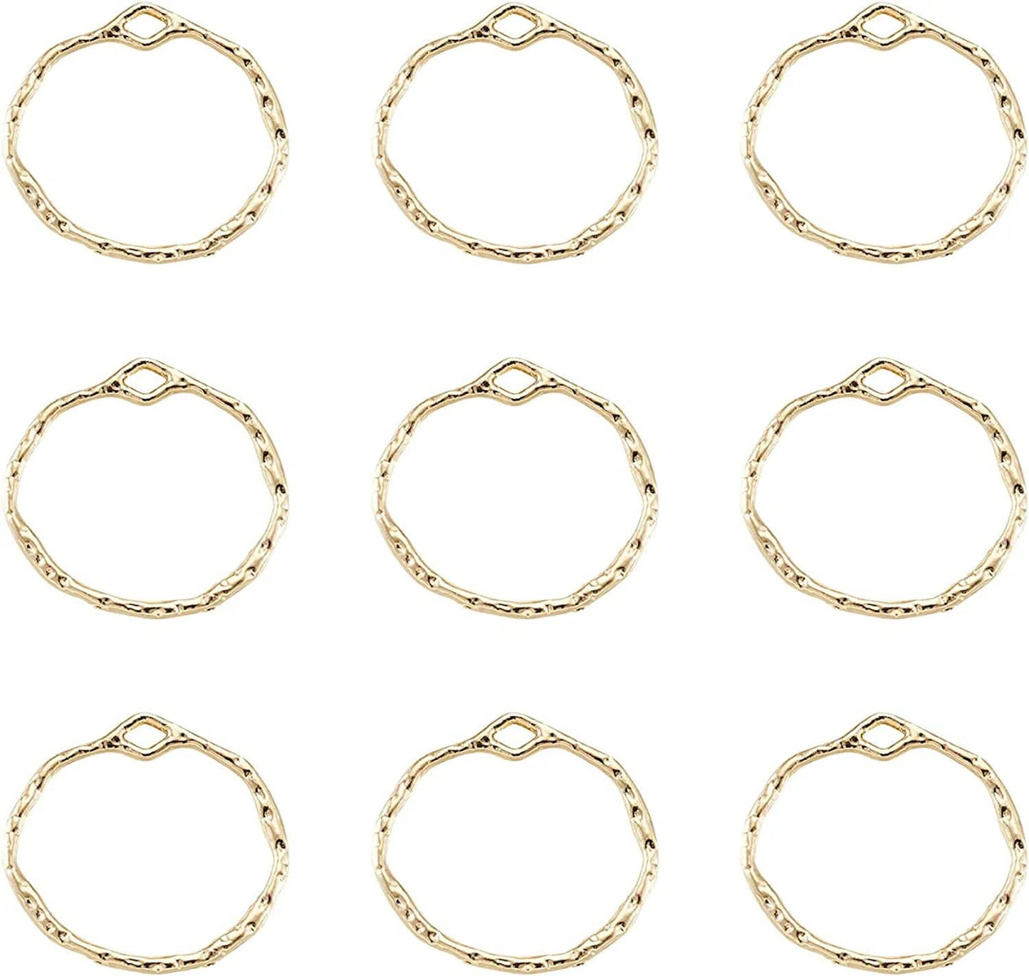 Pandahall Open Back Bezel Charms Epoxy Resin Pressed Flower Blank Hollow Pendant KC Gold-Ring*2 / Ring-21mm