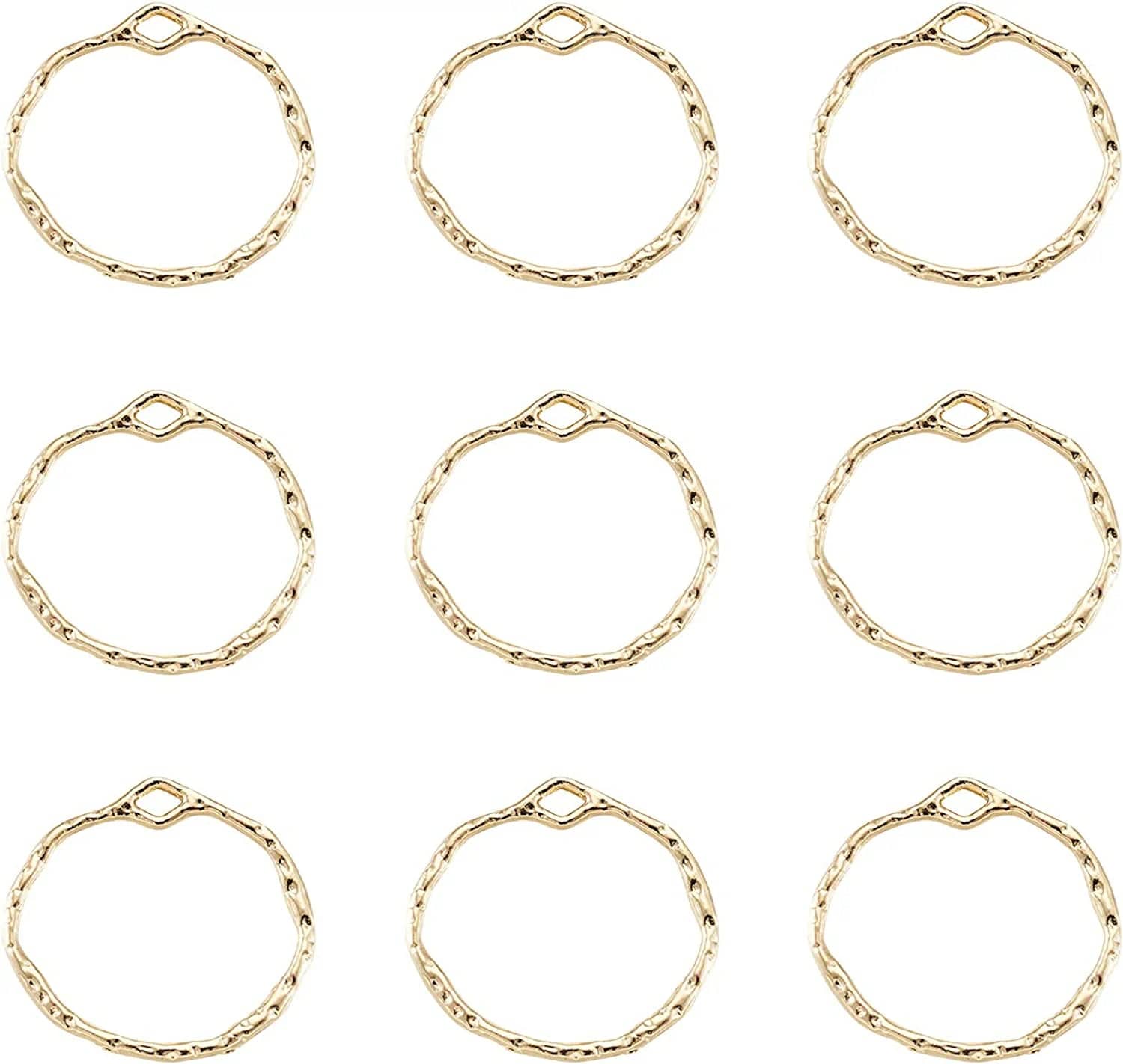 Pandahall Open Back Bezel Charms Epoxy Resin Pressed Flower Blank Hollow Pendant KC Gold-Ring*2 / Ring-21mm