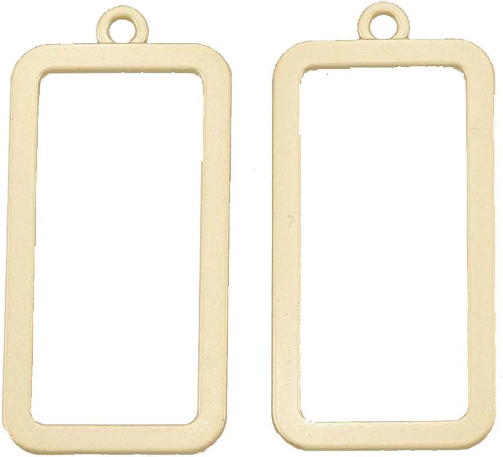 Pandahall Open Back Bezel Charms Epoxy Resin Pressed Flower Blank Hollow Pendant Matte Gold-Rectangle*2 / Rectangle-34.5x1.5m