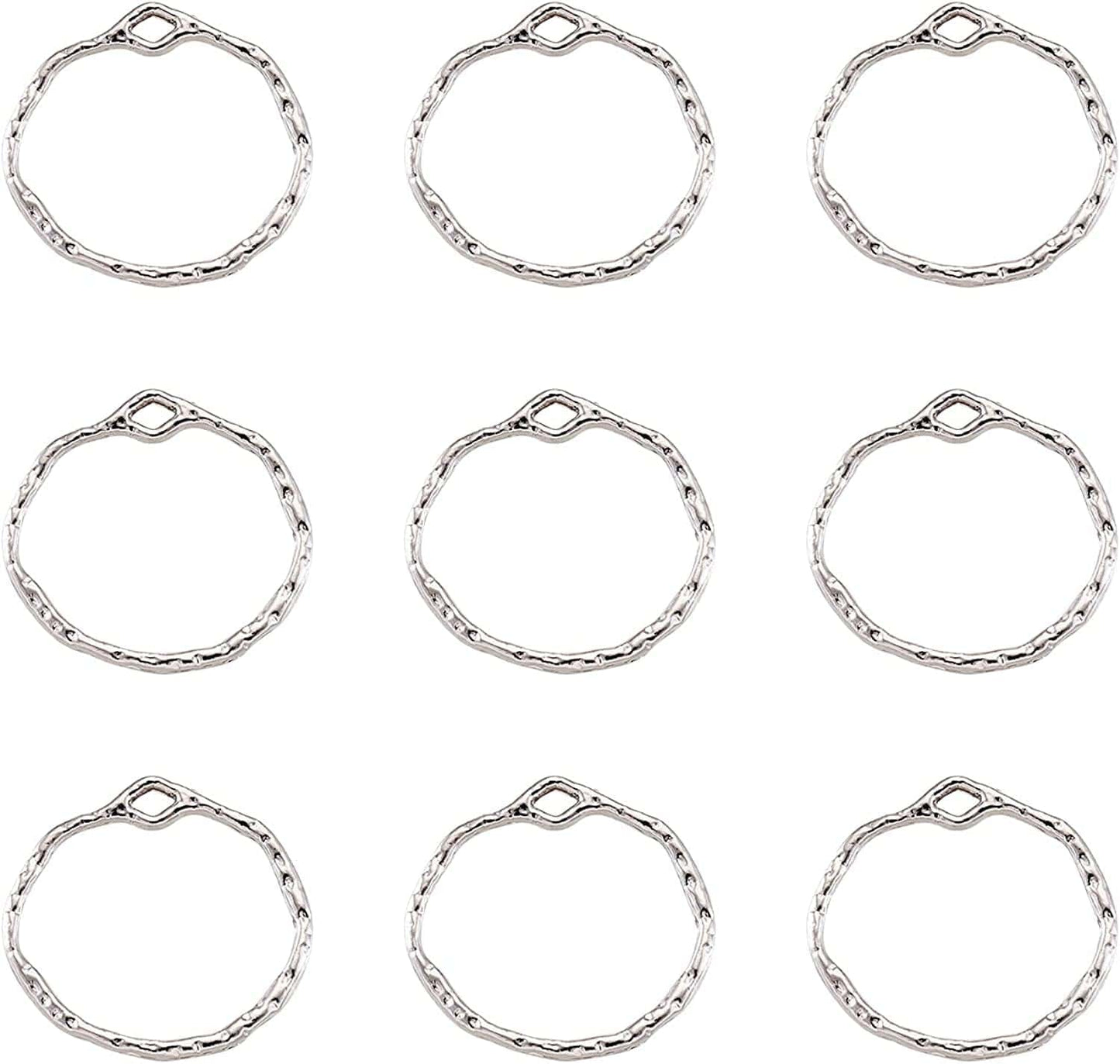 Pandahall Open Back Bezel Charms Epoxy Resin Pressed Flower Blank Hollow Pendant Platinum-Ring / Ring-35mm