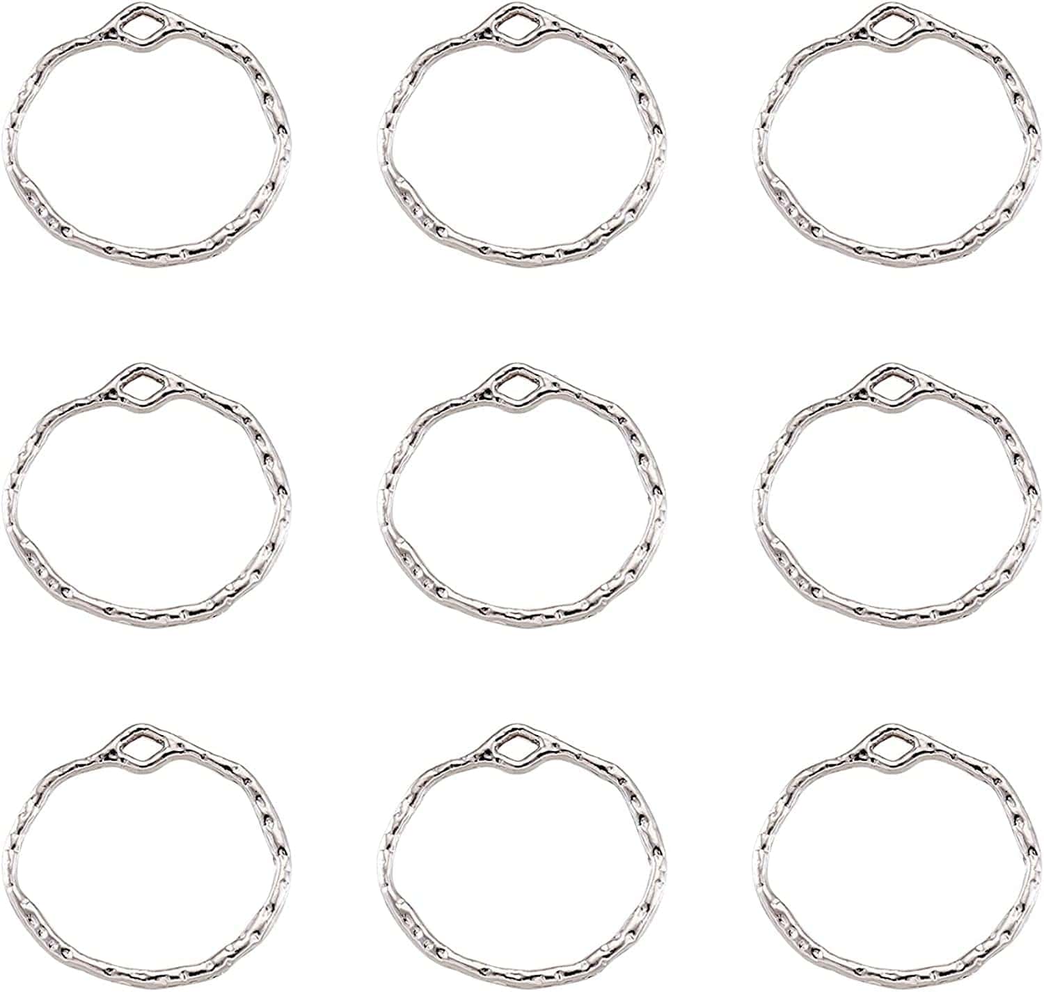 Pandahall Open Back Bezel Charms Epoxy Resin Pressed Flower Blank Hollow Pendant Platinum-Ring / Ring-35mm