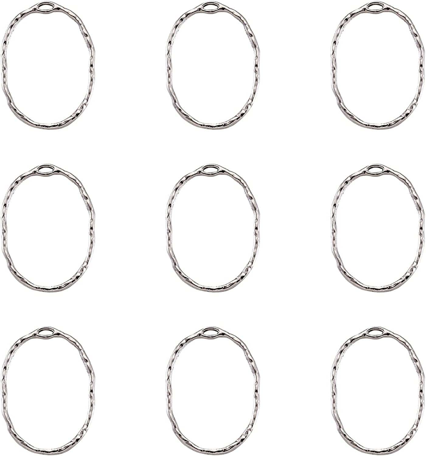 Pandahall Open Back Bezel Charms Epoxy Resin Pressed Flower Blank Hollow Pendant Platinum-Oval / Oval-30x21.5mm