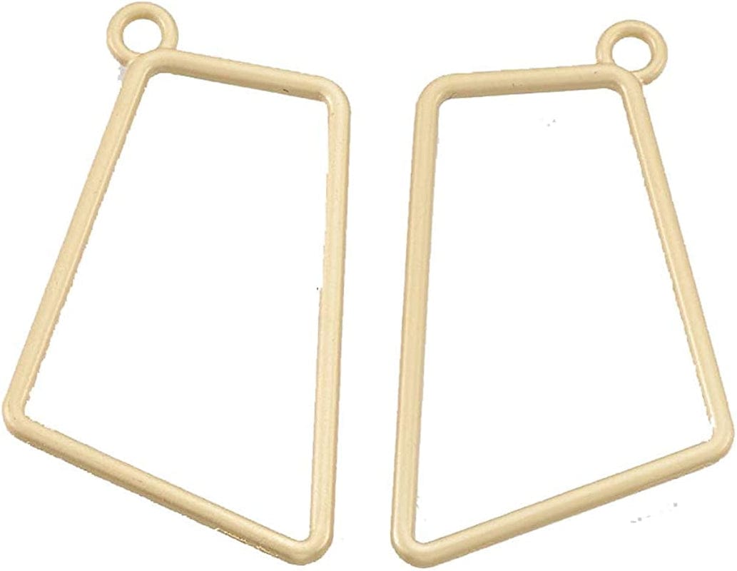 Pandahall Open Back Bezel Charms Epoxy Resin Pressed Flower Blank Hollow Pendant Matte Gold-Geometry / Geometry-33x1.5mm
