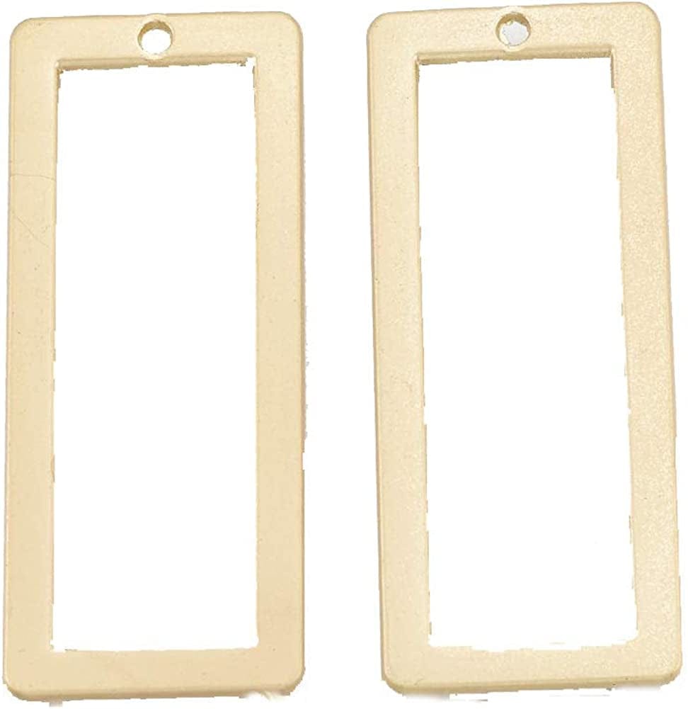 Pandahall Open Back Bezel Charms Epoxy Resin Pressed Flower Blank Hollow Pendant Matte Gold-Rectangle / Rectangle-37x1.5mm
