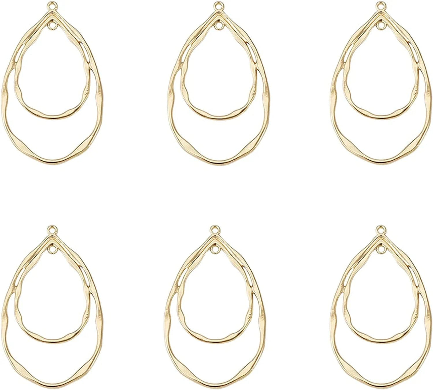 Pandahall Open Back Bezel Charms Epoxy Resin Pressed Flower Blank Hollow Pendant KC Gold-Teardrop / Teardrop-47.5x28.5mm