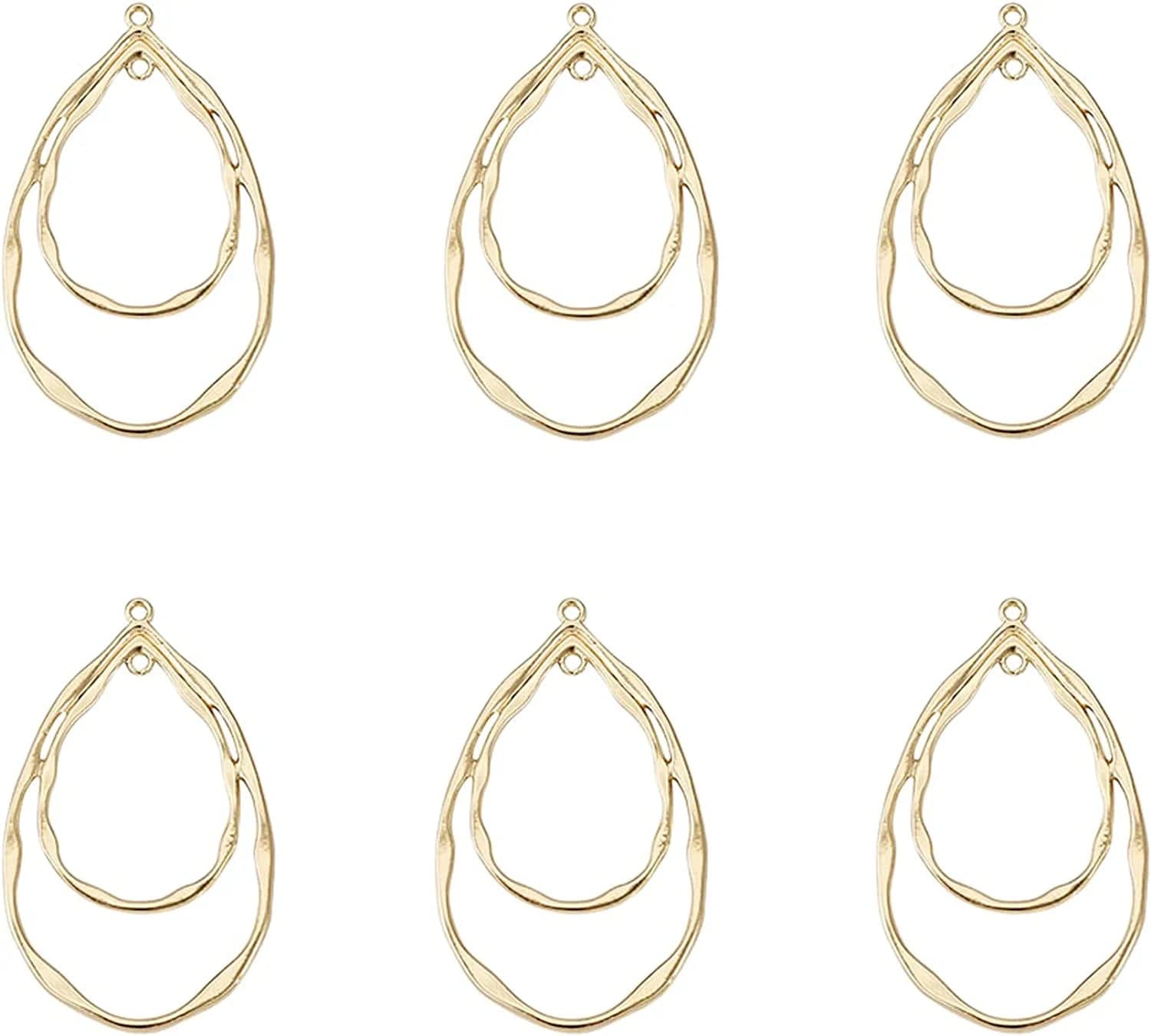 Pandahall Open Back Bezel Charms Epoxy Resin Pressed Flower Blank Hollow Pendant KC Gold-Teardrop / Teardrop-47.5x28.5mm