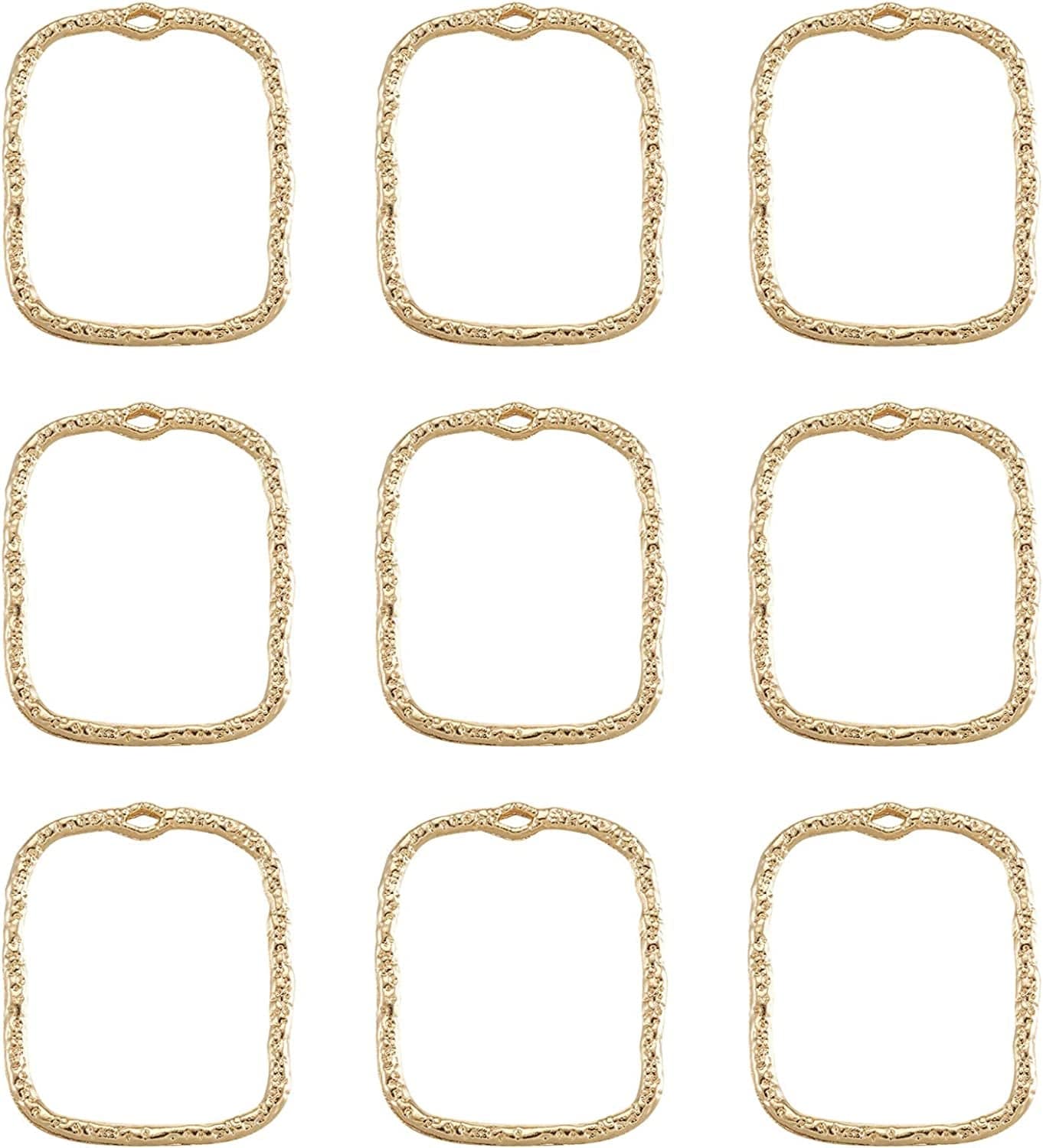 Pandahall Open Back Bezel Charms Epoxy Resin Pressed Flower Blank Hollow Pendant KC Gold-Rectangle*2 / Rectangle-20.5x17mm