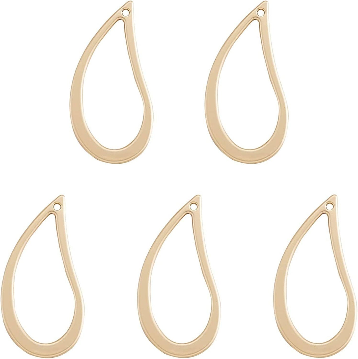 Pandahall Open Back Bezel Charms Epoxy Resin Pressed Flower Blank Hollow Pendant Matte Gold-Drop / Drop-34mmx1mm