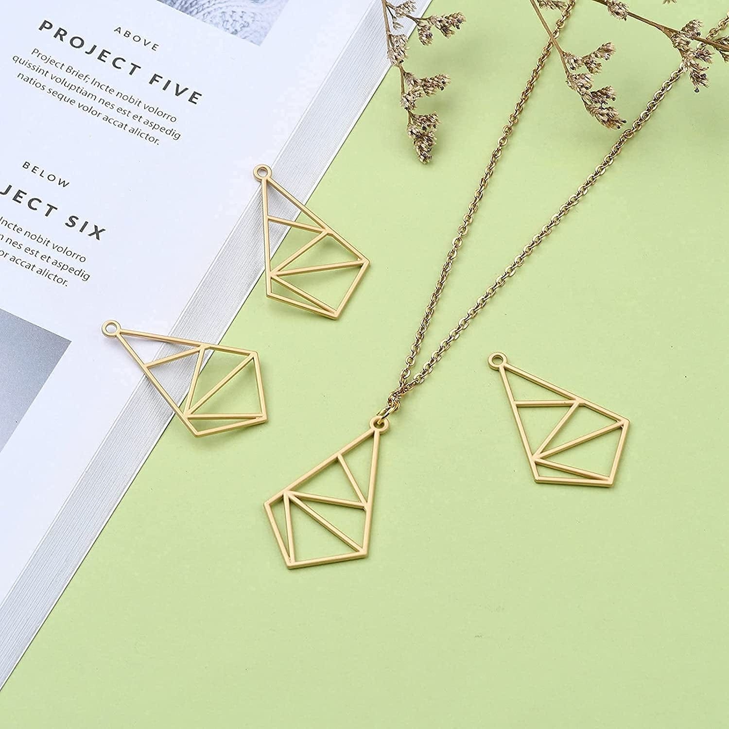 Pandahall Open Back Bezel Charms Epoxy Resin Pressed Flower Blank Hollow Pendant