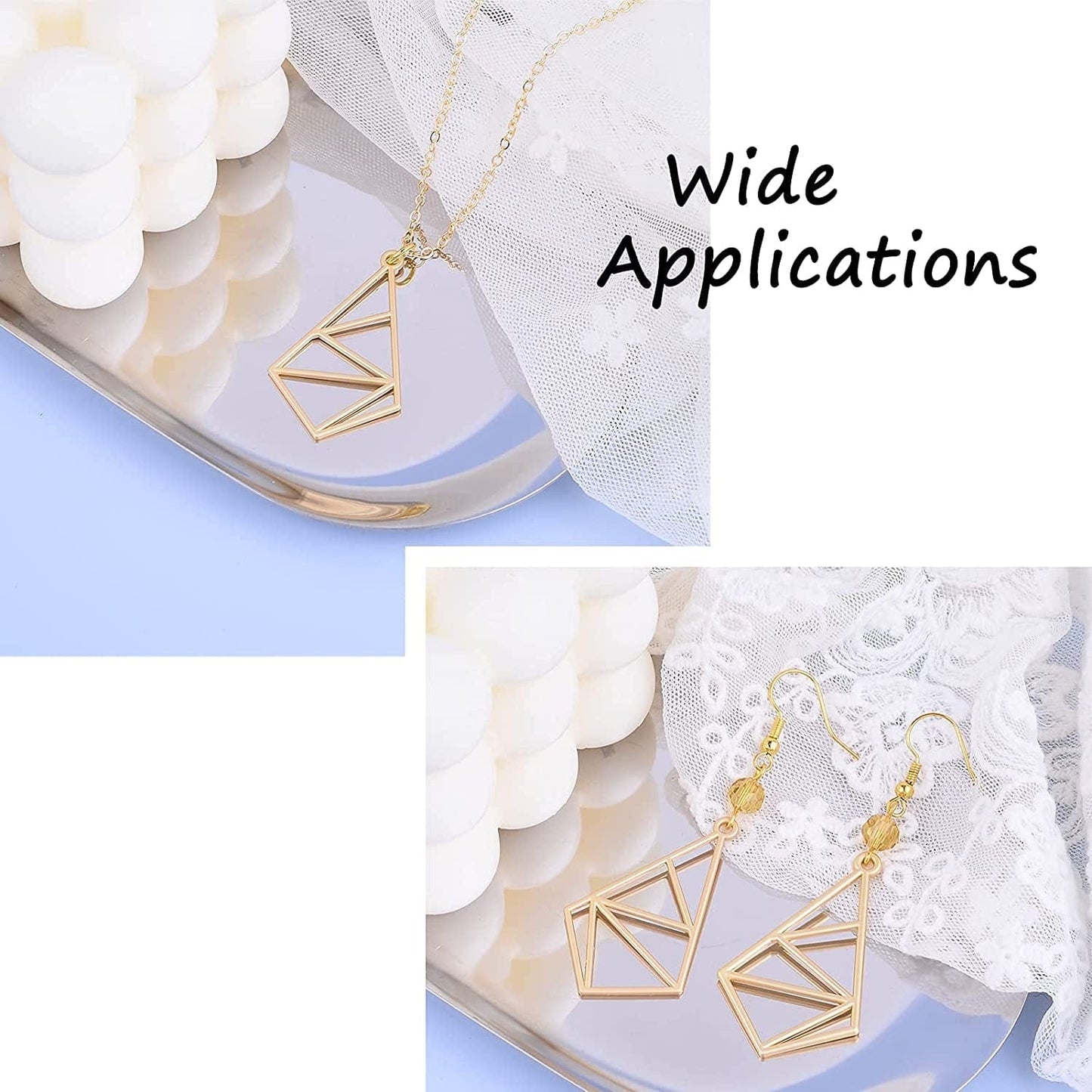 Pandahall Open Back Bezel Charms Epoxy Resin Pressed Flower Blank Hollow Pendant