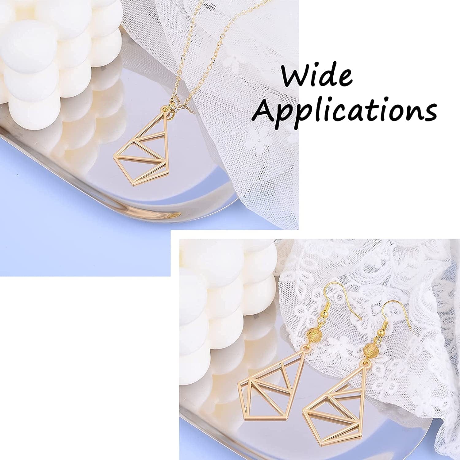 Pandahall Open Back Bezel Charms Epoxy Resin Pressed Flower Blank Hollow Pendant