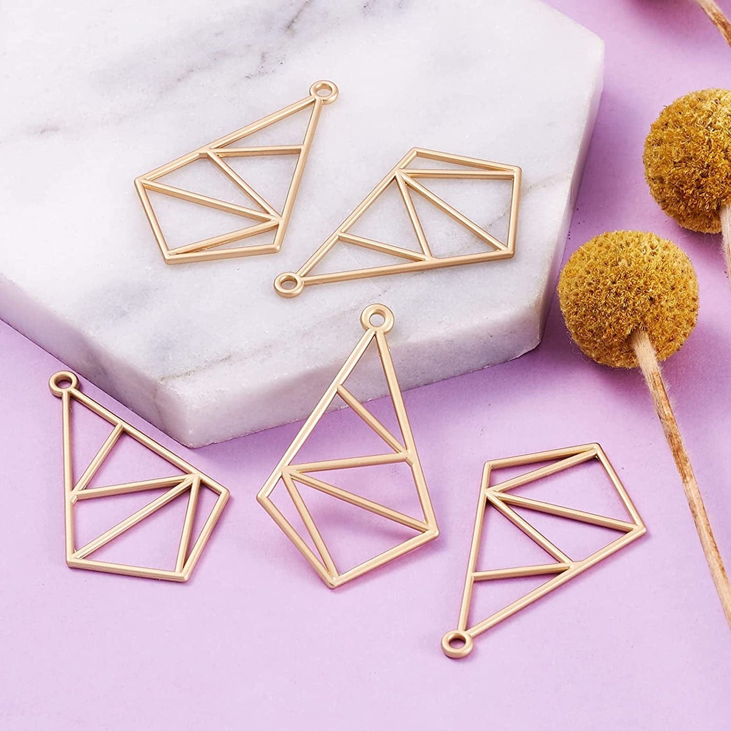 Pandahall Open Back Bezel Charms Epoxy Resin Pressed Flower Blank Hollow Pendant