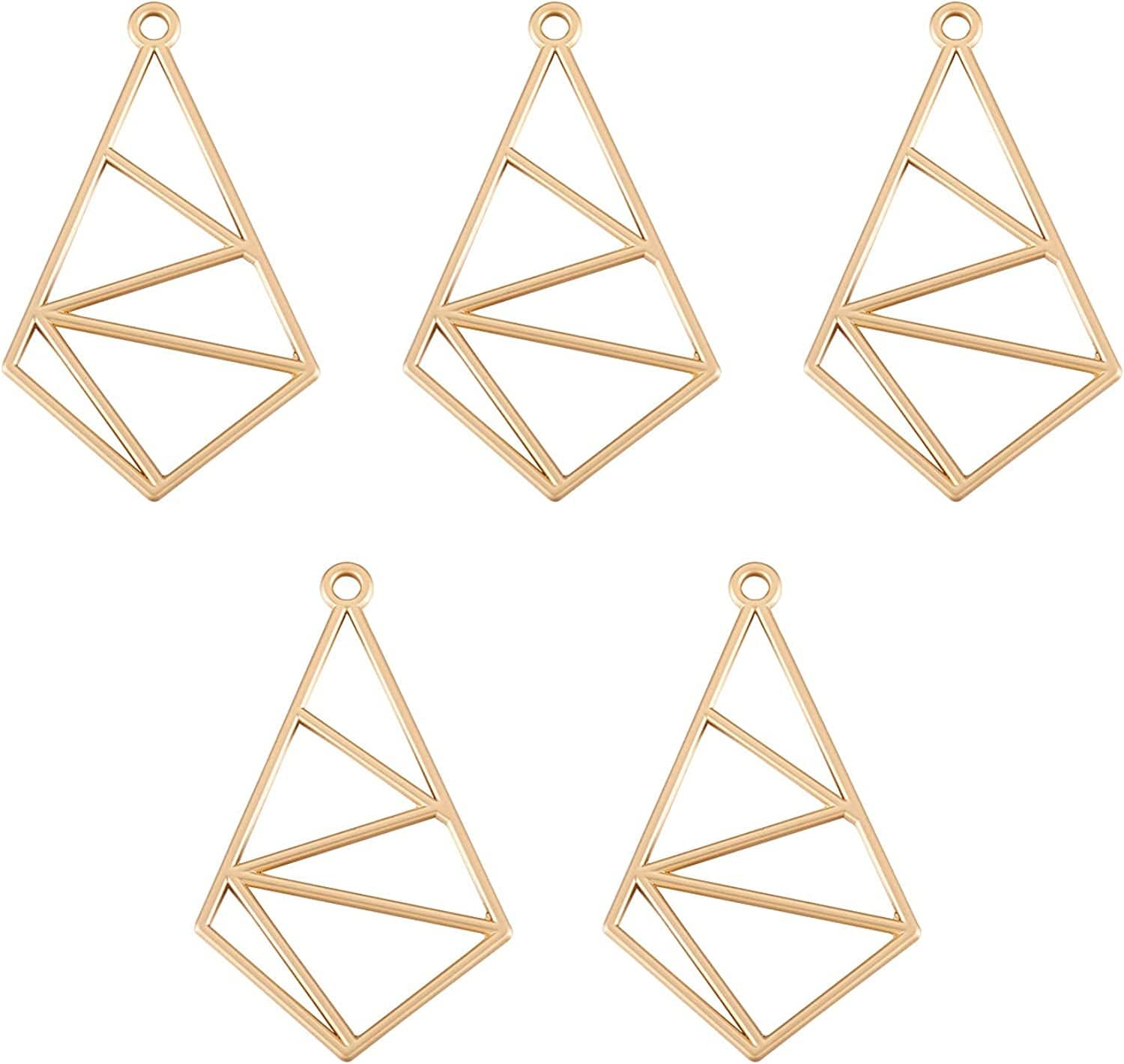 Pandahall Open Back Bezel Charms Epoxy Resin Pressed Flower Blank Hollow Pendant Matte Gold-Quadrangle / Quadrangle-37x1.5mm