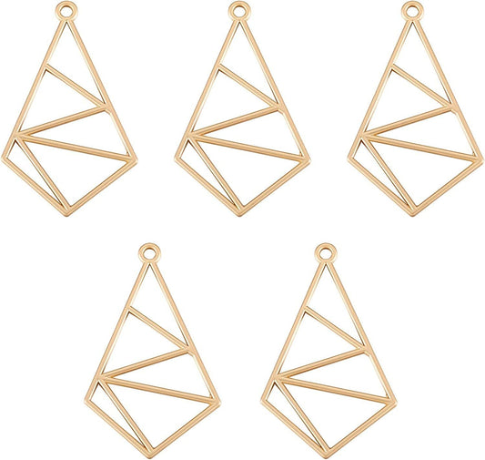 Pandahall Open Back Bezel Charms Epoxy Resin Pressed Flower Blank Hollow Pendant Matte Gold-Quadrangle / Quadrangle-37x1.5mm