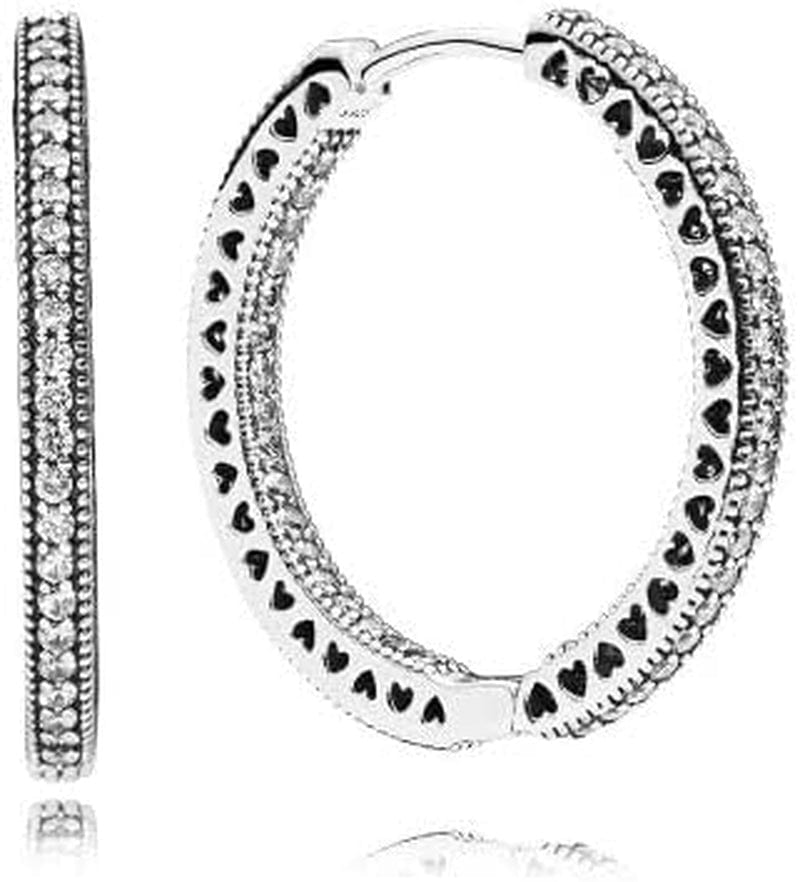 Pandora Hearts of Pandora Hoop Earrings Sterling Silver