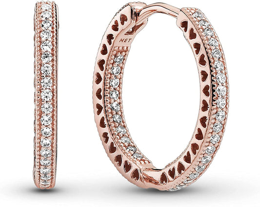 Pandora Hearts of Pandora Hoop Earrings Rose Gold
