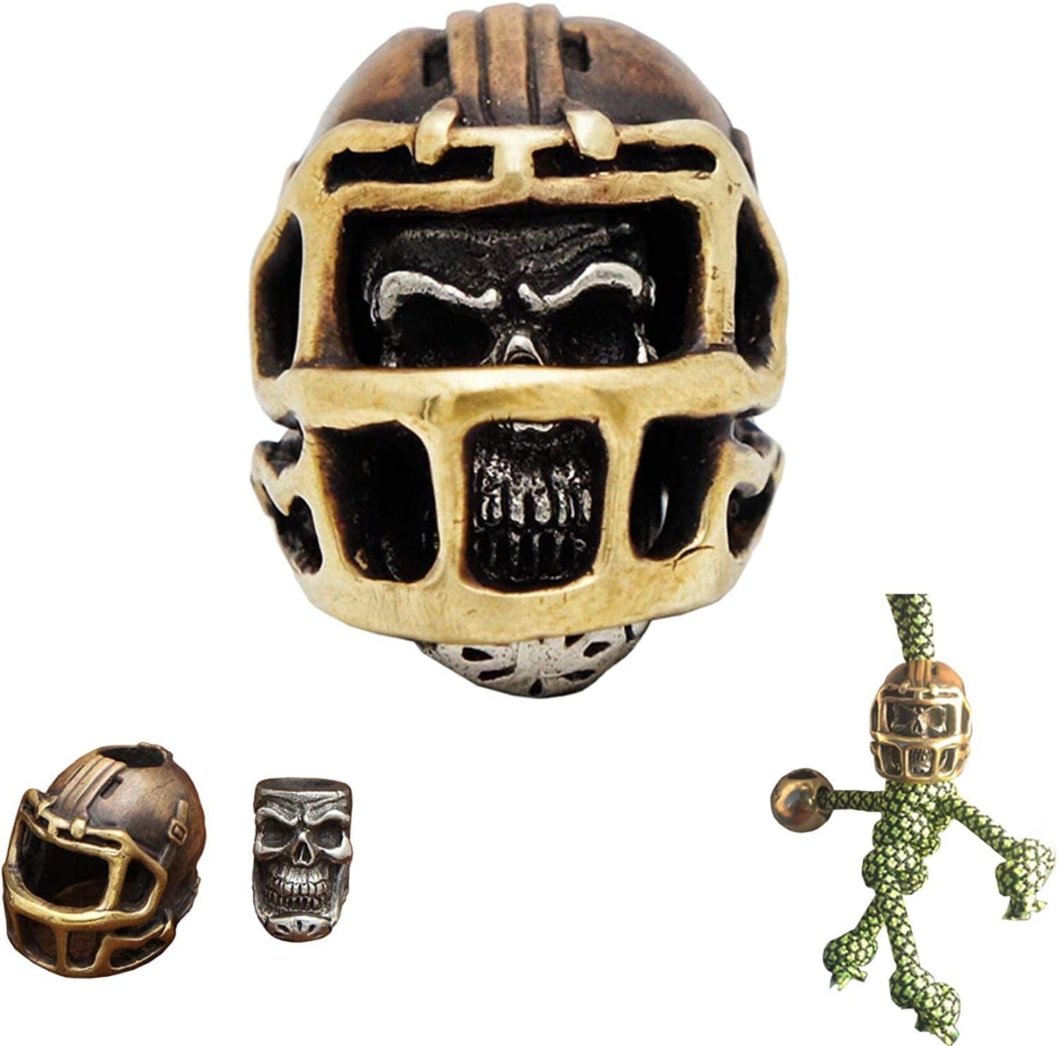Paracord Bead Hand-Casted Corinthian / Spartan Helmet Brass Charms EDC Accessories for Pendant Buckle,Keychain Pendant,Knife Lanyard,Zipper Pull football helmet-set